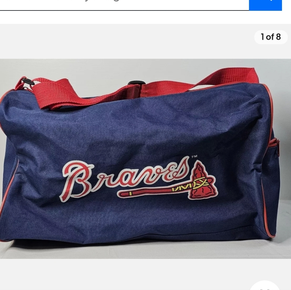 Atlanta Braves Baseball Duffel Gym Bag Shoulder Tote Bell South Blue/Red Travel